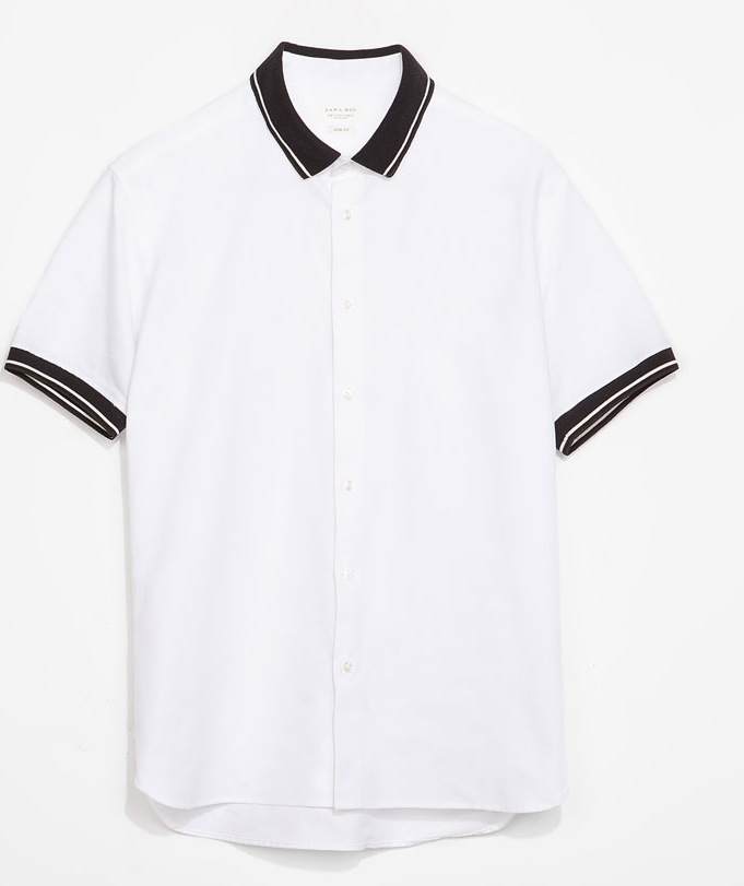 ZARA PIQUÉ SHIRT WITH CONTRASTING COLLAR