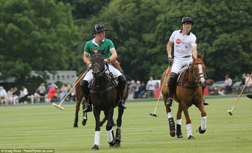 Duchess of Cambridge and Prince George were supporting the Duke of Cambridge  Read more- http-::www.dailymail.co.uk:femail:article-2658394:Is-Prince-Georges-step-Future-king-makes-bid-freedom-day-polo-Duchess-Cambridge