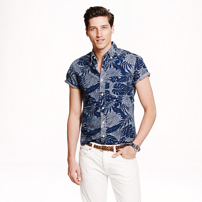 SHORT-SLEEVE SHIRT IN PRINTED CHAMBRAY