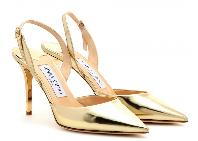 Jimmy Choo Tilly metallic-leather sling-back pumps