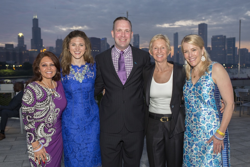 Shedd Auxiliary Board Co Chairs and BLU Presenting Sponsor Myrna Bromely, Laura Micheli, Jon Pfeffer, Lauran Bromley and Julie Canna