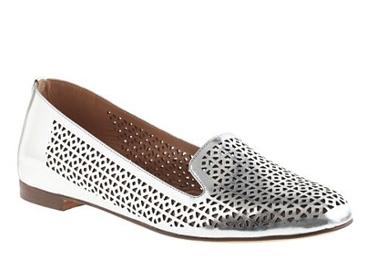 jcrew CLEO PERFORATED MIRROR METALLIC LOAFERS