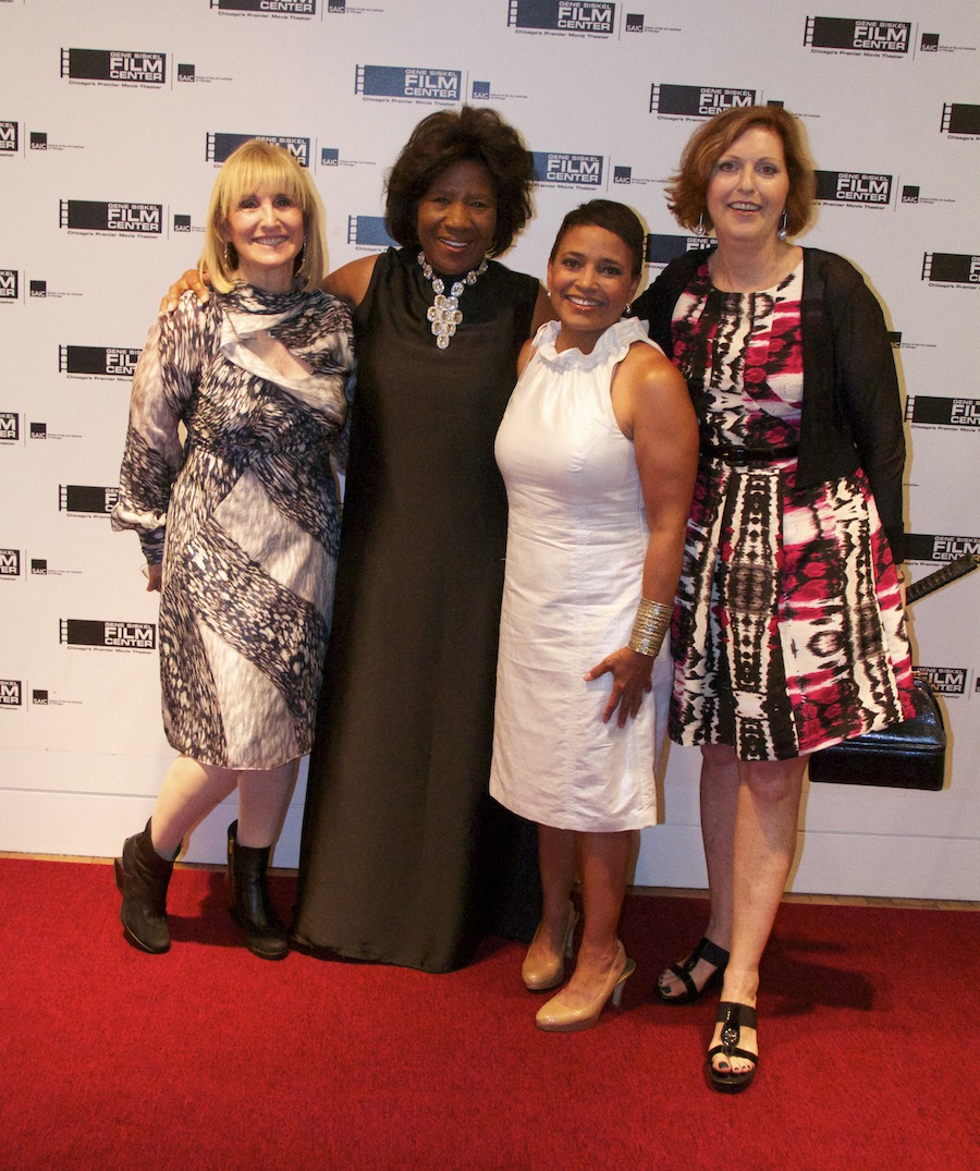 L-R- Ellen Sandor, Chair, Gene Siskel Film Center Advisory Board; Mrs. Deloris Jordan; LeeAnn Trotter; Jean de St. Aubin, Executive Director