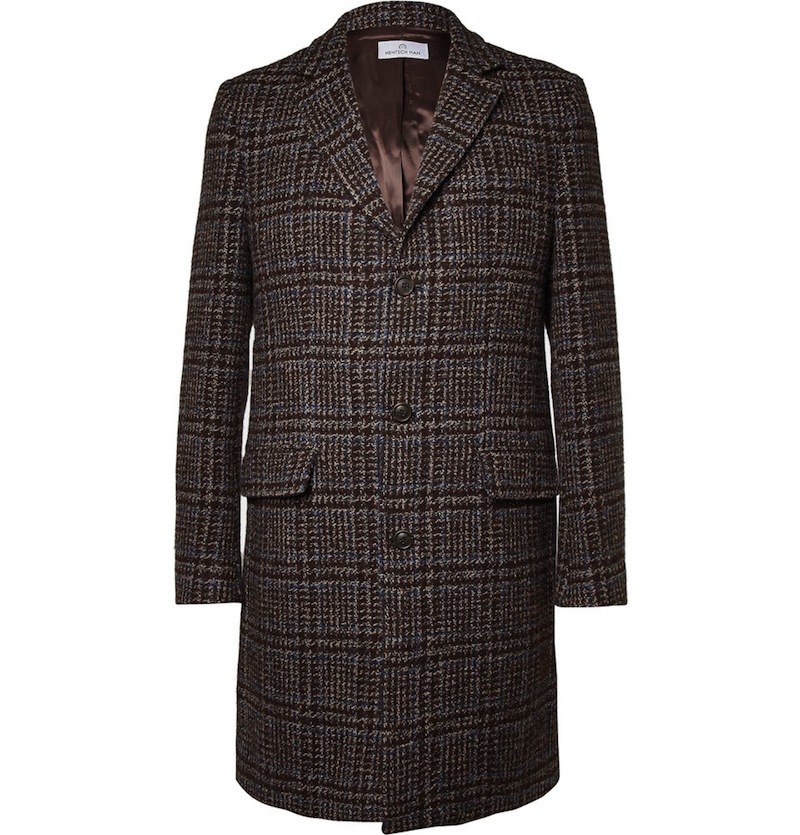 HENTSCH MAN  PRINCE OF WALES CHECK WOOL OVERCOAT