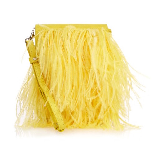 MARQUES ALMEIDA OSTRICH FEATHER LEATHER SHOULDER BAG