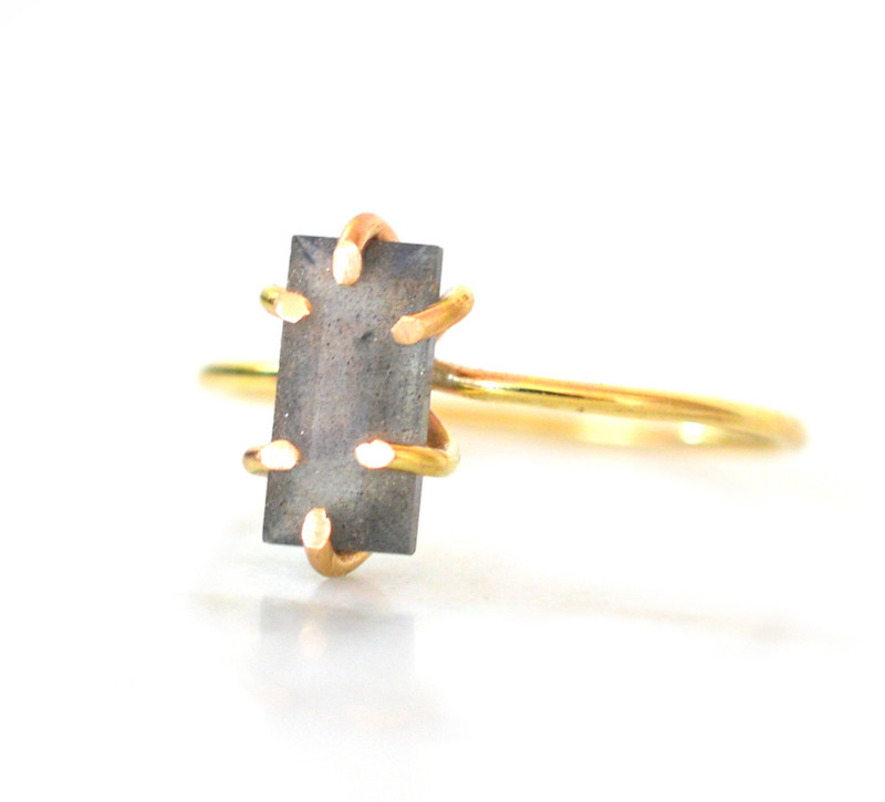 Labradorite Gold Claw Ring