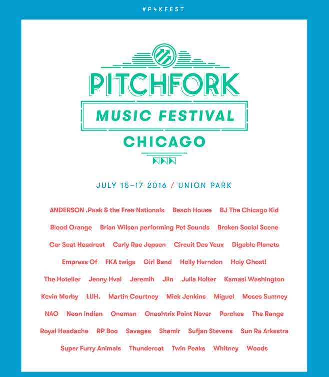 pitchfork 2016 lineup