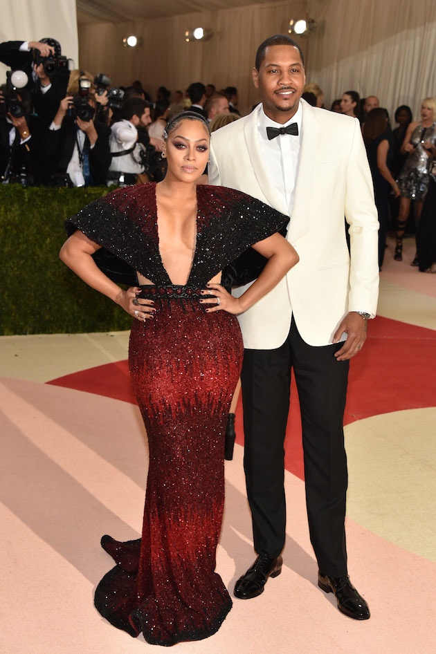 NEW YORK, NY - MAY 02:  LaLa Anthony and Carmelo Anthony attend the "Manus x Machina: Fashion In An Age Of Technology" Costume Institute Gala at Metropolitan Museum of Art on May 2, 2016 in New York City.  (Photo by John Shearer/Getty Images)