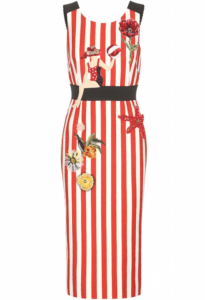 DOLCE & GABBANA Striped cotton dress with appliqué