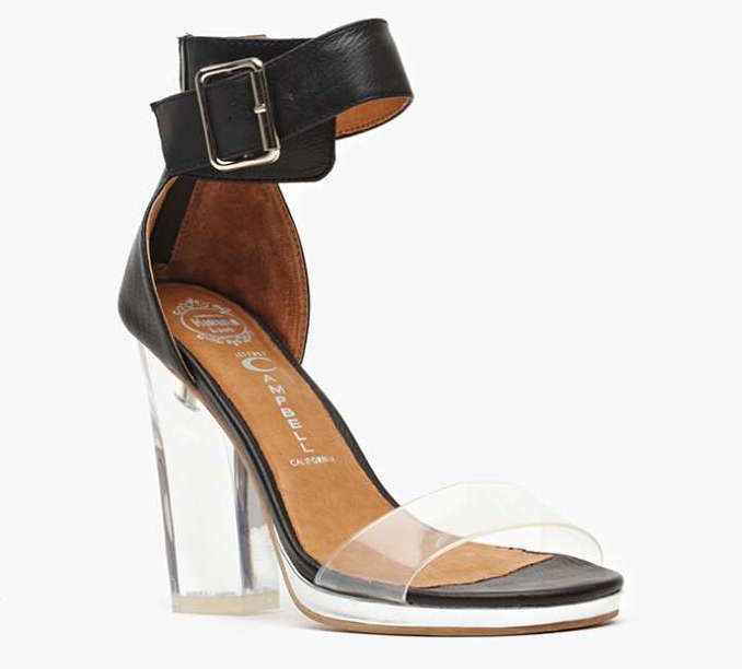 Lucite heeled ankle strap sandals