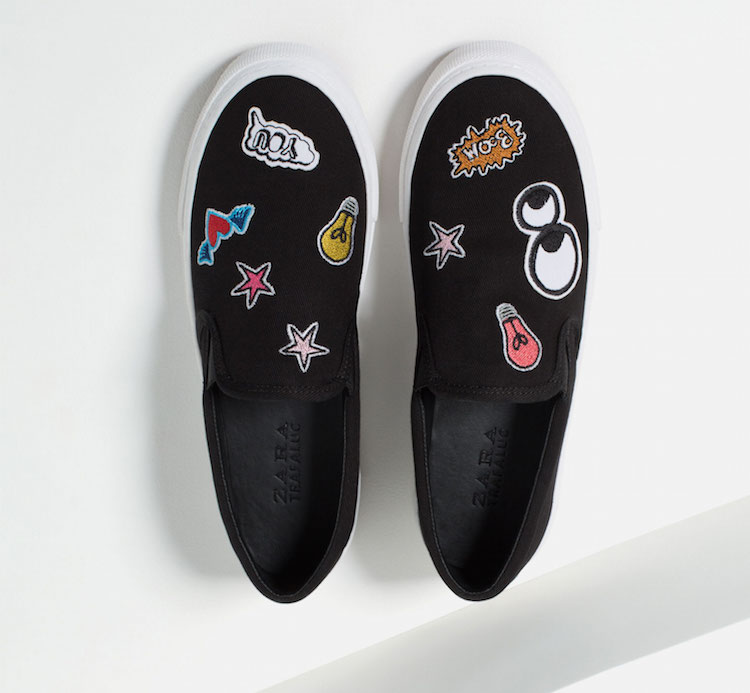 zara patch plimsolls